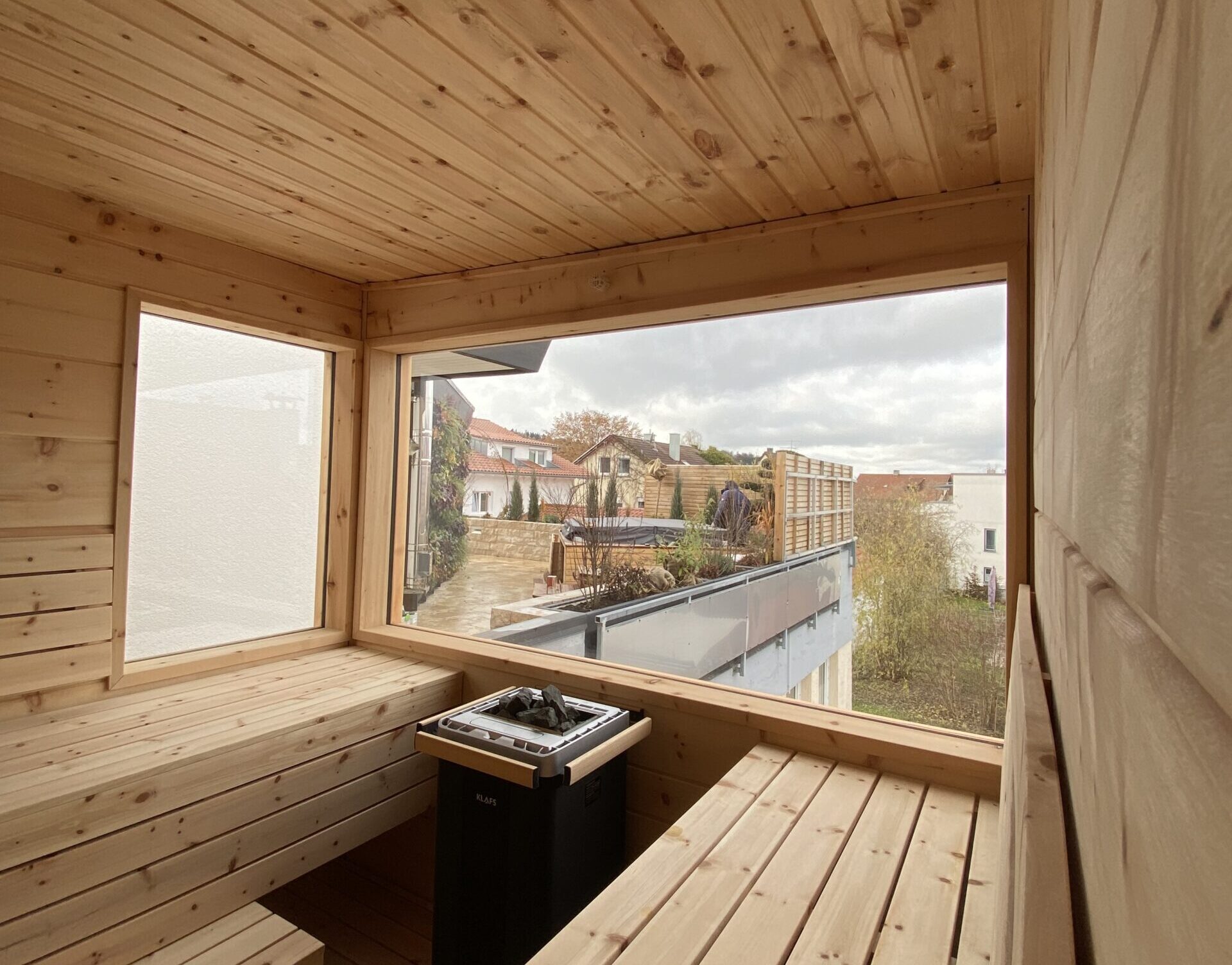 Gartensauna in Stuttgart mit Aussicht Kunden Beispiel 